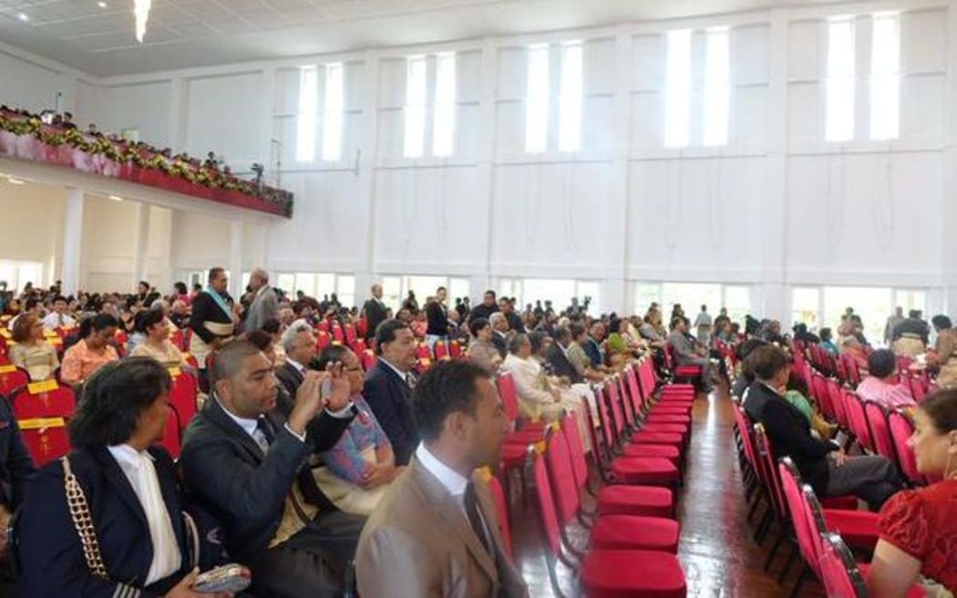Guests arrive at the Free Wesleyan Church in Nuku'alofa for the coronation of King Tupou VI