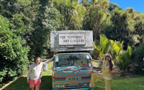 Arthur Buerms and Gie Coche with their travelling art truck.