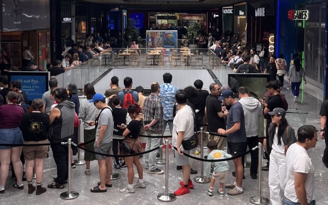 Queues at Newmarket outside of the EB Games shop on 15 January, 2026.