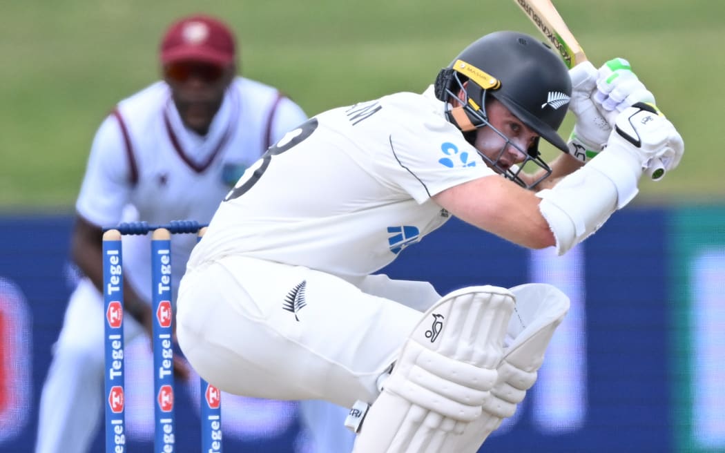 New Zealand batsman Tom Latham on Day 4 of the 3rd cricket test match between New Zealand and West Indies at Bay Oval in Mt Maunganui.