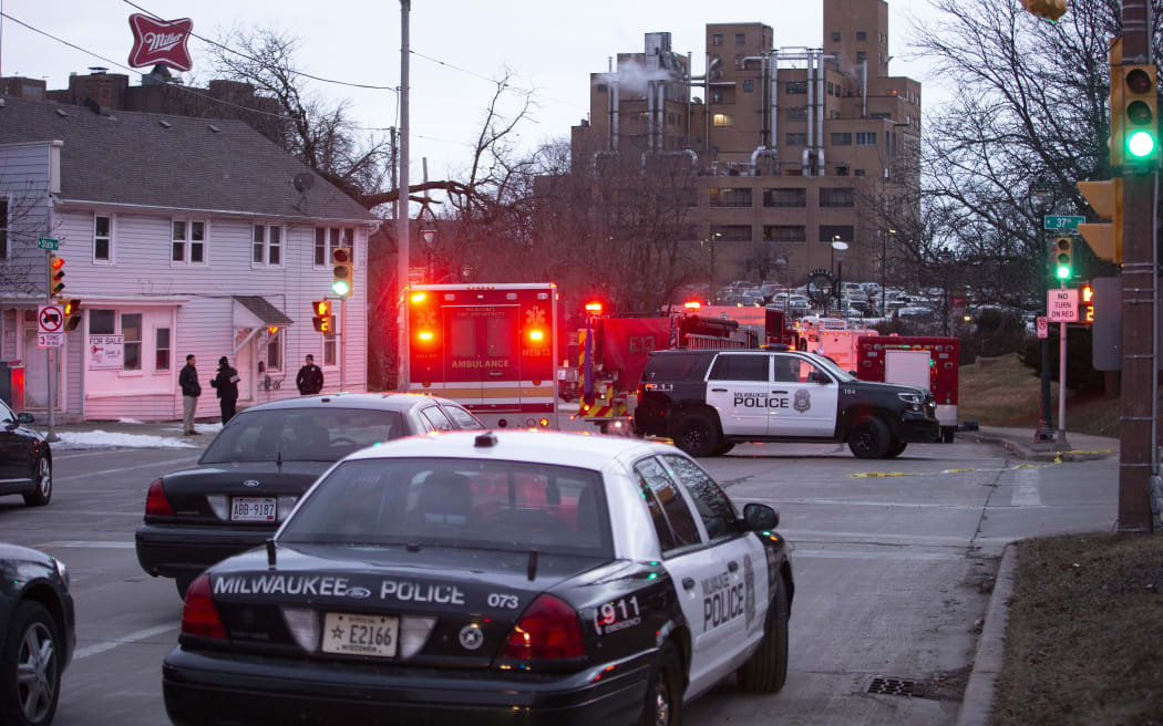 Emergency personnel at the scene of a shooting at the Molson Coors Brewing Co. campus on 26 February 2020 in Milwaukee, Wisconsin.