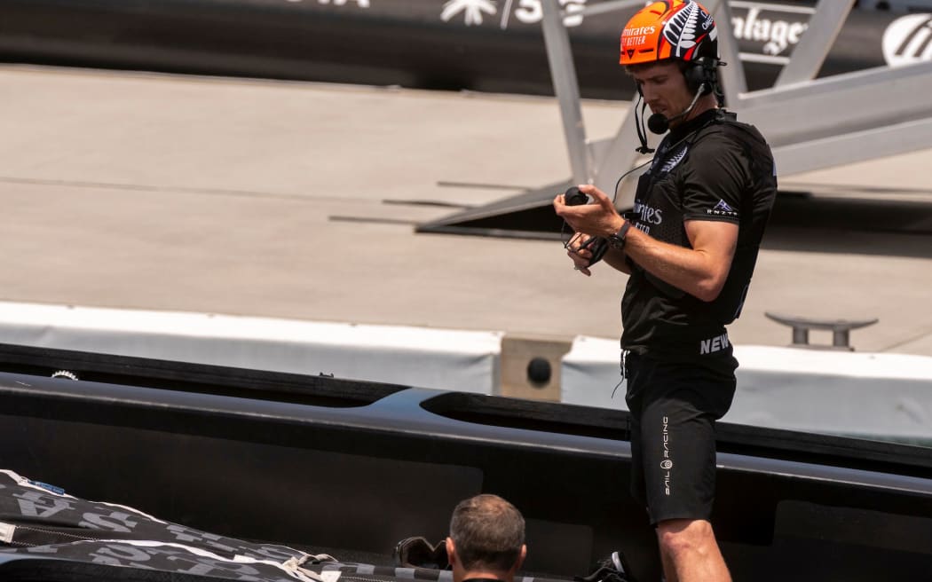Emirates Team New Zealand helmsman Peter Burling gears up ahead of an America's Cup practice session on the Waitemata Harbour in Auckland, New Zealand. Tuesday 12 January 2021.