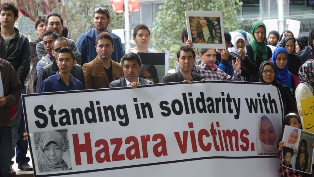 More than 200 members of Auckland's Hazara community protested at Aotea Square on Sunday.