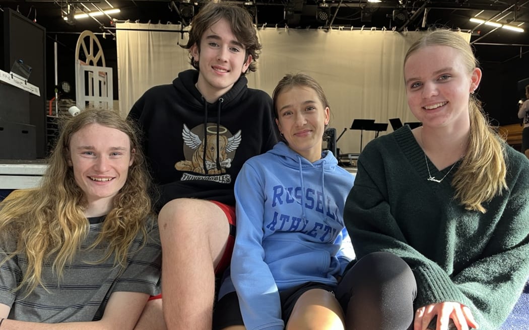 Lead performances in Cambridge High School’s production of For Today are given by (from left to right) Vinnie Proebstel, 14, Liam Dobson, 16, Erin Brouwer, 15 and Anna Crouchman, 16.