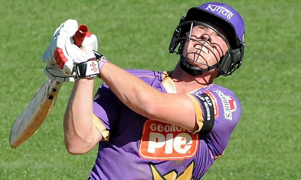 Canterbury King's Henry Nicholls plays a shot.