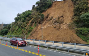 The slip left mounds of earth on Eastern Hutt Road's southbound lanes.