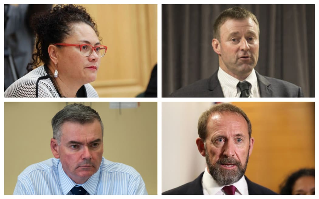 Clockwise from top left Louisa Wall, Mark Patterson, Andrew Little and Scott Simpson