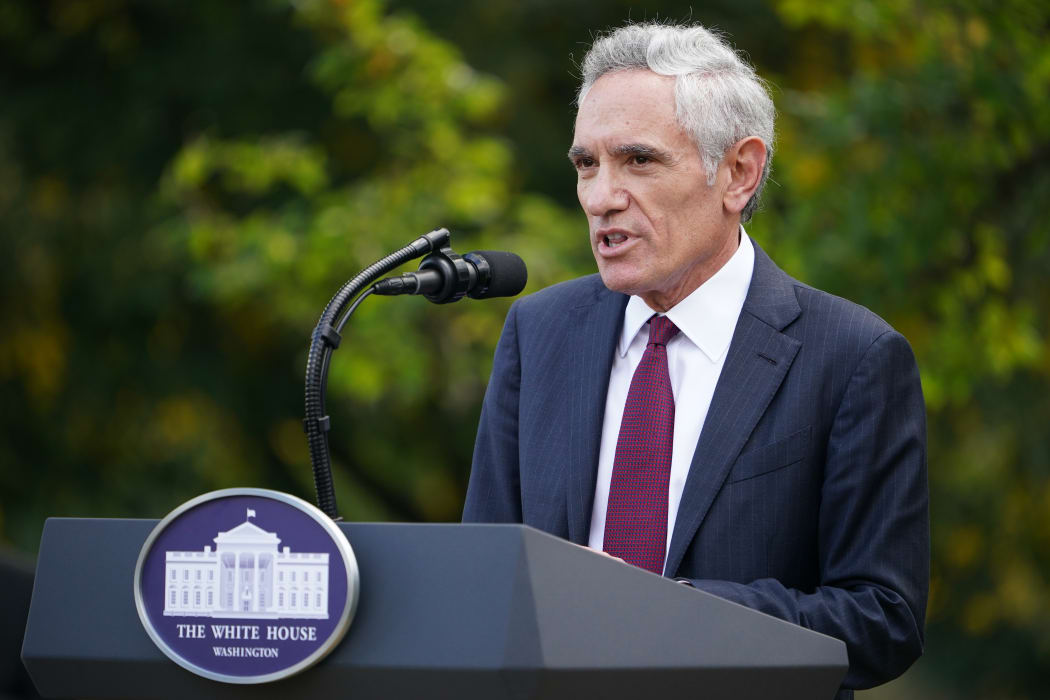 In this file photo taken in September, White House Covid-19 adviser Dr Scott Atlas speaks on testing in the Rose Garden of the White House.