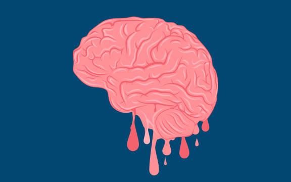 Memory loss. brain dissolves into water. vector illustration