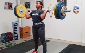 Commonwealth Games champions Eileen Cikamatana trains at the Oceania Weightlifting Institute in Dromana.