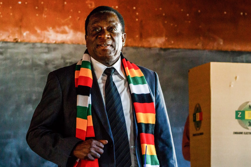 Zimbabwe President and candidate Emmerson Mnangagwa pictured after casting his ballot