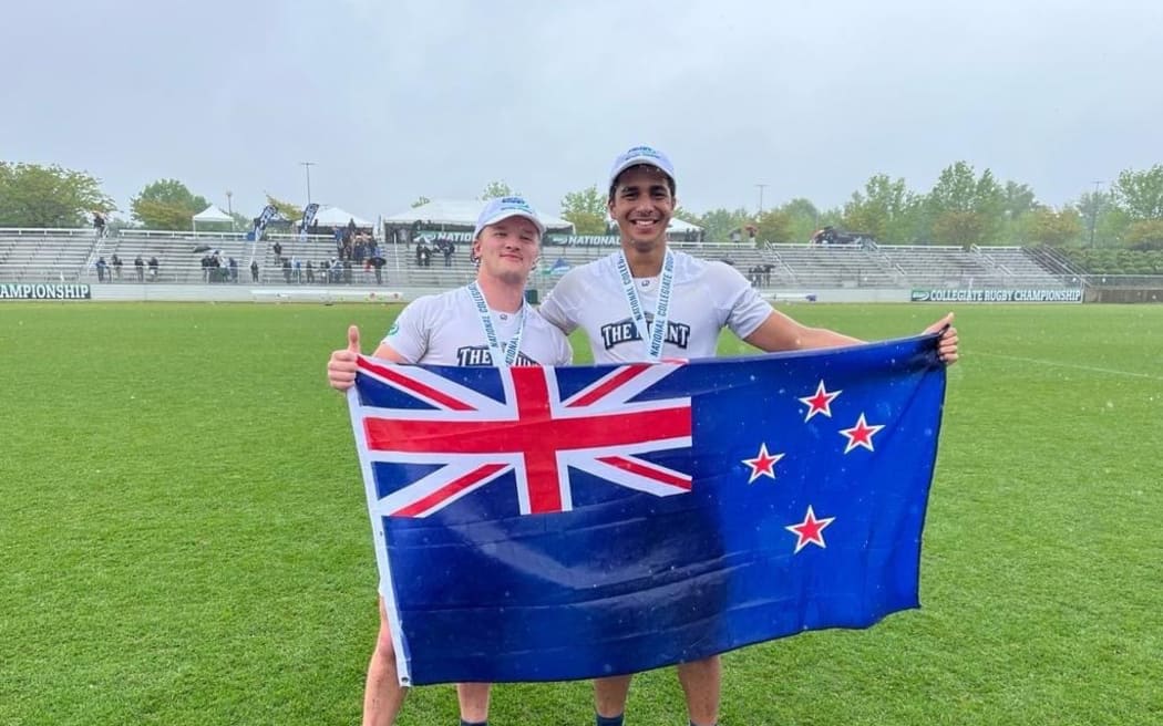Hayden McKay (left) and Kiahi Horan (right) helped lead their team Mount Saint Mary's University to triumph in the USA Men's Premier 7's Championships.