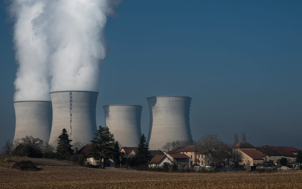 Smoke rising from chimneys of the Bugey nuclear power plant on January 25, 2022, in Saint-Vulbas, central eastern France.
