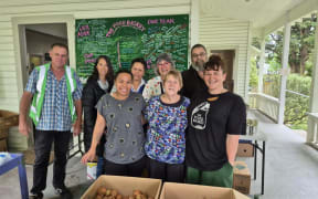 Foodbasket CHB volunteers - LtoR - Alan, Kirsty, Rangi, Nellie, Pam, Meryl, Steven, Mel King.