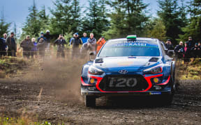 NZ rally driver Hayden Paddon racing in Wales