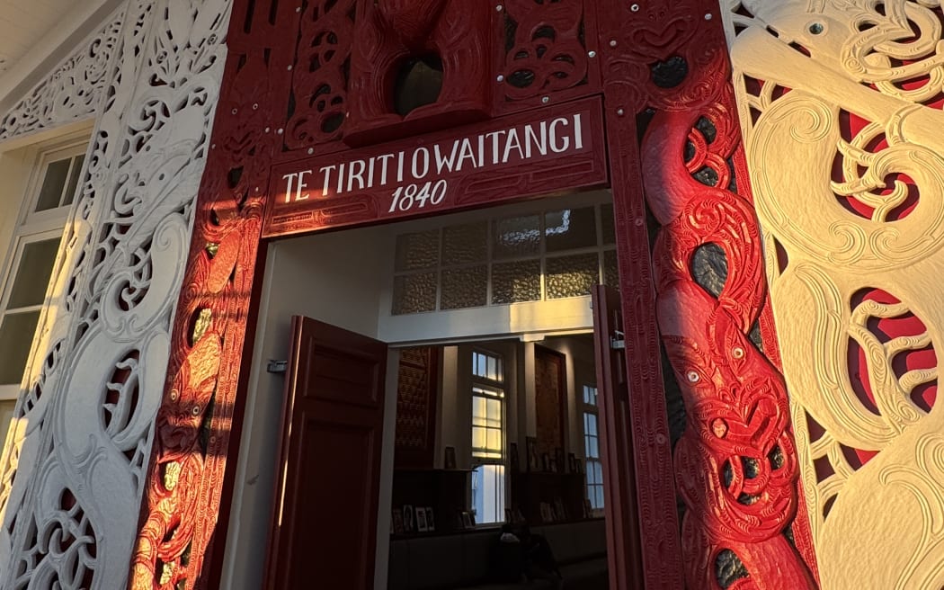 The iconic wharenui at Te Tii Marae.