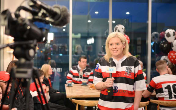 Southlander Melissa Vining making a TV appearance during the red, white and black day.