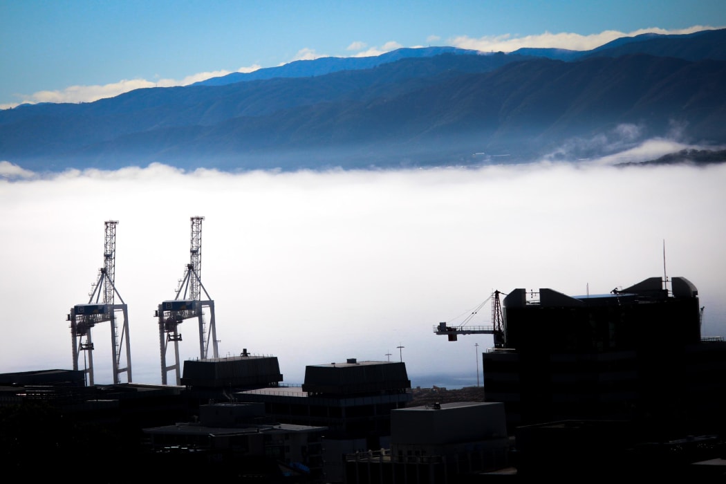 Dense fog blankets Wellington Harbour on 31 March 2022.