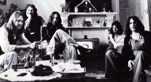 Think: (Left to Right) Phil Whitehead lead guitar, Don Mills keyboards, Ritchie Pickett vocals/guitar, Nevell Jess drums, Alan Badger vocals/bass guitar.