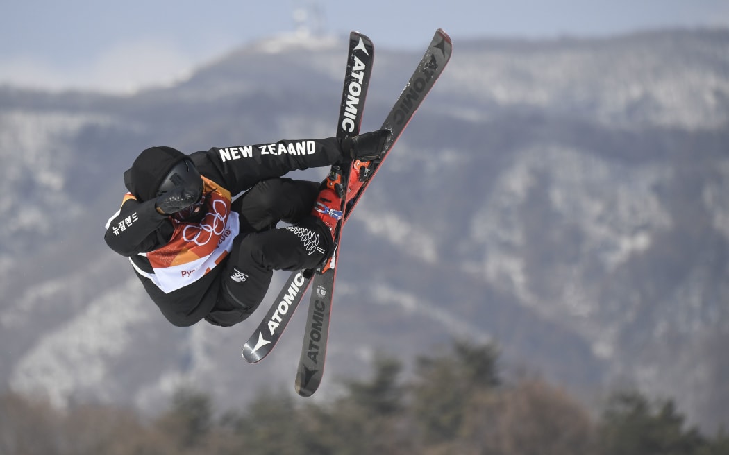 New Zealand's Nico Porteous competes in a run of the men's ski halfpipe final during the Pyeongchang 2018 Winter Olympic Games.