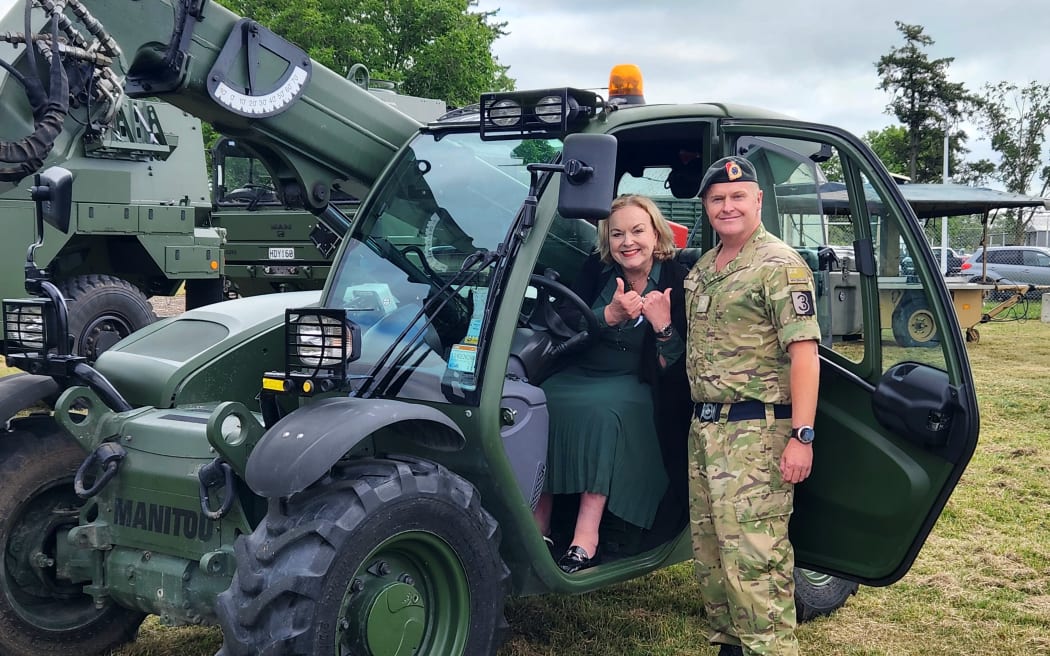 Defence Minister Judith Collins at the groundbreaking ceremony for the $82.7 million regional supply building. Construction is expected to take about two years.