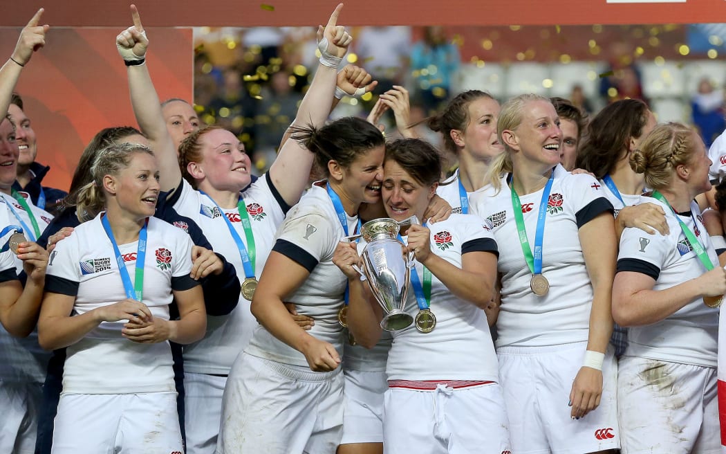 England celebrate winning the 2014 Rugby World Cup.