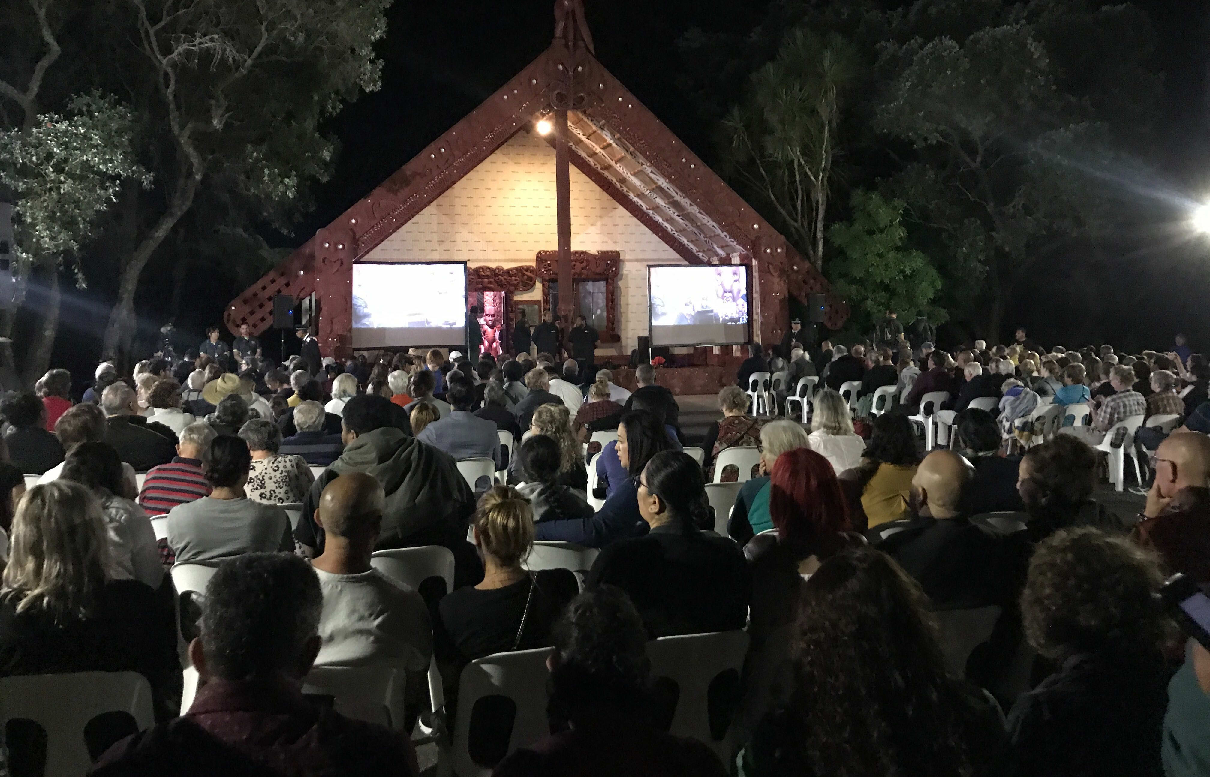 Prime Minister Jacinda Ardern, MPs and dignitaries have arrived and entered onto Te Whare Rūnanga.