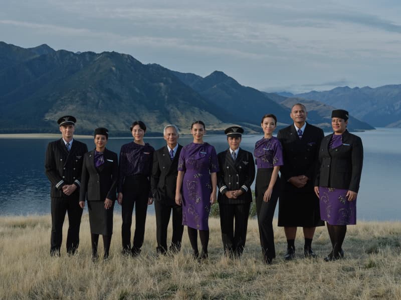 The new Air New Zealand uniform designed by Emilia Wickstead, 2025.