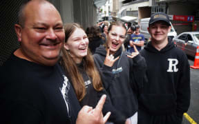 Metallica fans queue to buy merchandise in central Auckland before the band's gig at Eden Park.