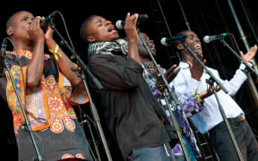 Malawi Mouse Boys on stage at WOMAD Taranaki 2015