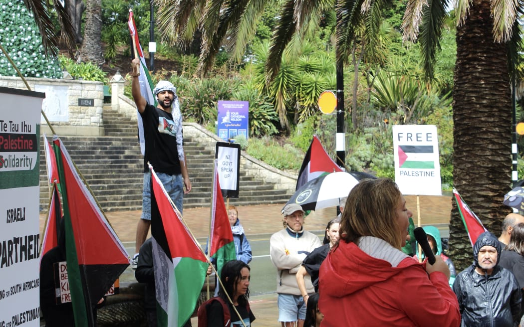 A small group of Palestinians who now call Nelson home have been holding peace rallies every Saturday in 1903 Square in Nelson calling for a ceasefire in Gaza and vowing to continue for as long as the conflict does.