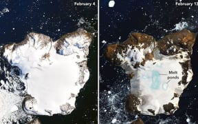 The photo on the left of Eagle Island, Antarctica was taken on February 4, 2020. The image on the right was taken on February 13, 2020. On February 6, Antarctica recorded its hottest temperature.