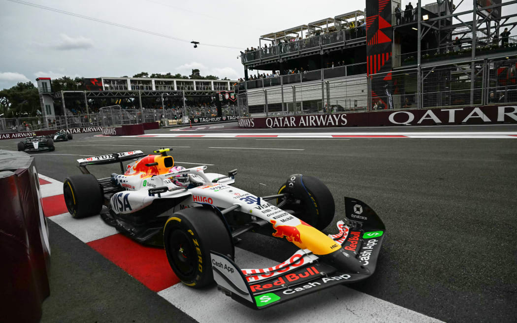 RB's New Zealander driver Liam Lawson competes during the Formula One Azerbaijan Grand Prix at the Baku City Circuit in Baku on September 21, 2025. (Photo by Ozan KOSE / AFP)
