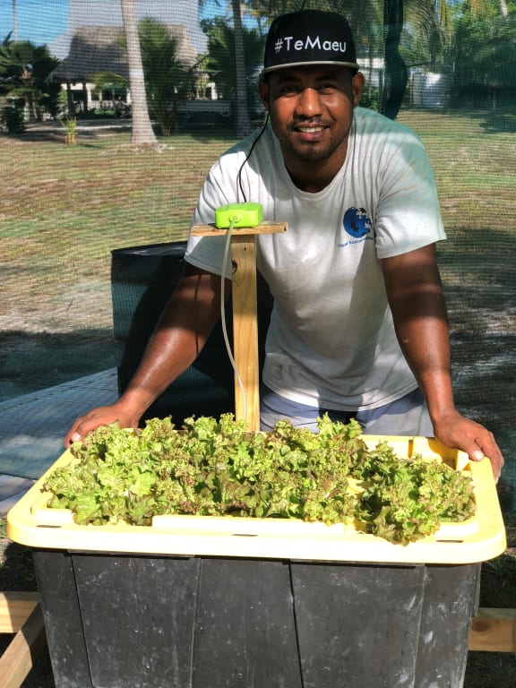 Eritai Kateibwi works hard to promote hydroponics on Kiribati.