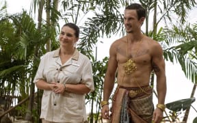 Morgana O'Reilly in character as Pam in The White Lotus season 3.