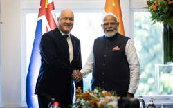 AUCKLAND, NEW ZEALAND - JULY 11: Bilateral Meeting with Prime Minister of New Zealand Christopher Luxon and Indian Prime Minister Narendra Modi at Government House on July 11, 2026 in Auckland, New Zealand. Prime Minister Modi is making his first official visit to Auckland after the signing of a free trade agreement with New Zealand. Herald photograph by Dean Purcell