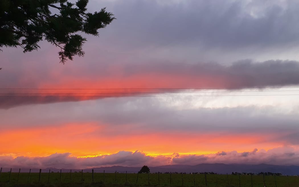 Sunset over Wairarapa farmland