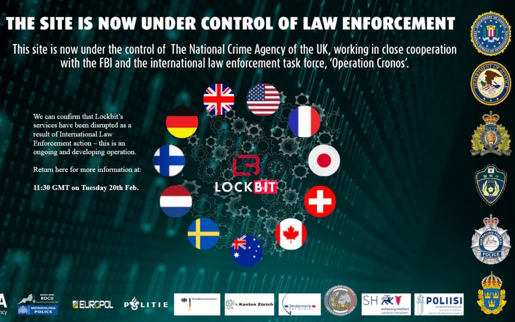 message from a number of law authorities on the Lockbit website