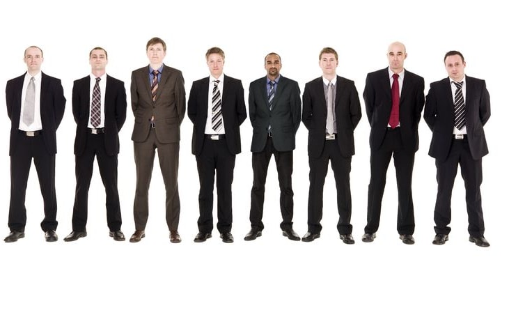 Group of men in a line