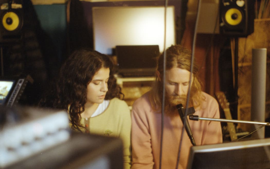 Ana Chaya Scotney with collaborator Thomas Arbor in Thomas' studio.
