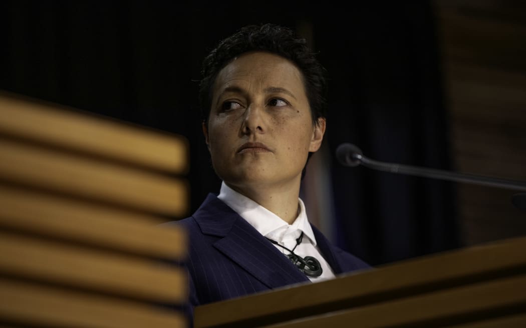 Justice Minister Kiri Allan makes a law and order announcement on 19 July, 2023.