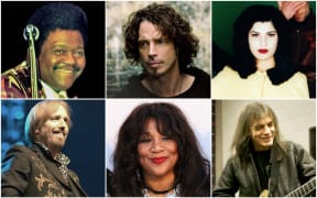 Clockwise from top left: Fats Domino, Chris Cornell, Celia Mancini, Malcolm Young, Joni Sledge and Tom Petty