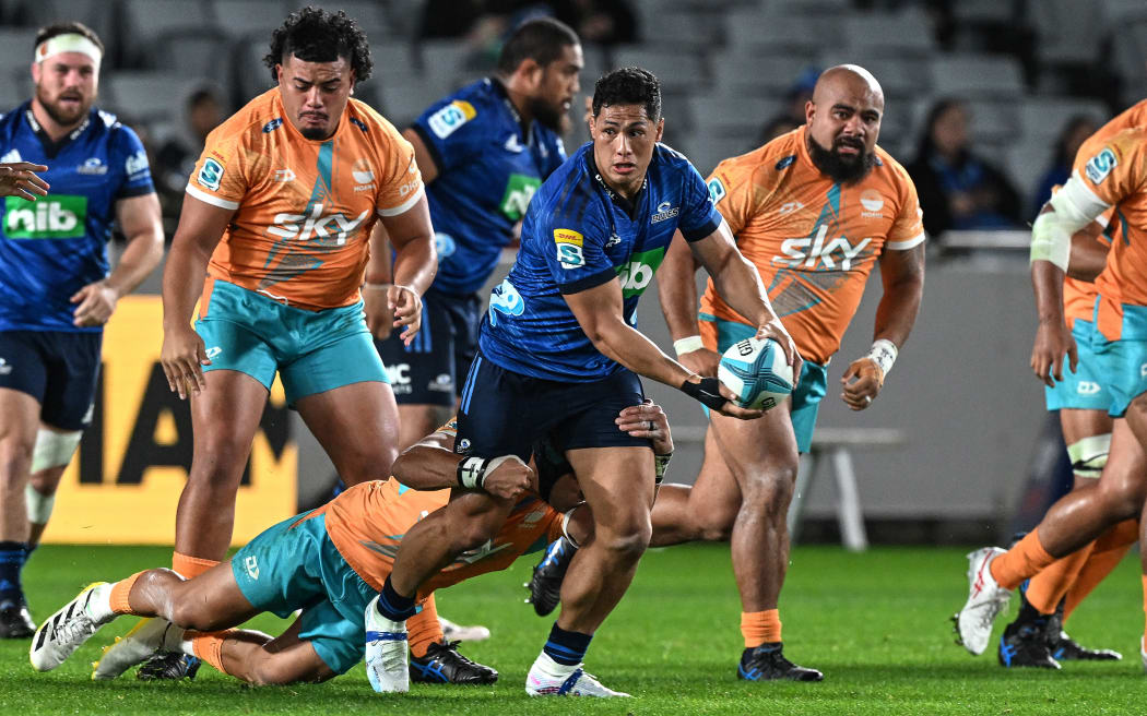 Roger Tuivasa-Sheck of the Blues. Blues v Moana Pasifika, Round 11 of the Super Rugby Pacific competition at Eden Park, Auckland, New Zealand on Saturday 6 May 2023. Mandatory credit: Andrew Cornaga / www.photosport.nz