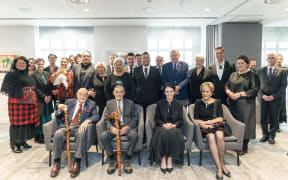Dignitaries are welcomed at the New Zealand High Commission. 
In attendance were: Prime Minister of New Zealand Jacinda Ardern
Prime Minister of the Cook Islands Mark Brown
Governor-general of New Zealand Dame Cindy Kiro 
The Māori King, Tūheitia Potatau Te Wherowhero VII
Dame kiri te kanawa
Supplied / CPL Dillon Anderson