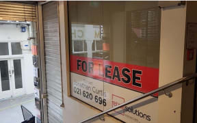 Empty shops in downtown Auckland.