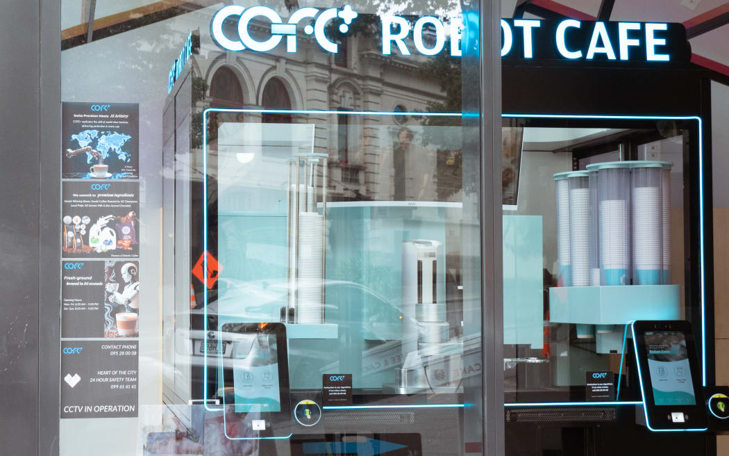 COFE+ Robot Café at Queen’s Food Court in central Auckland.