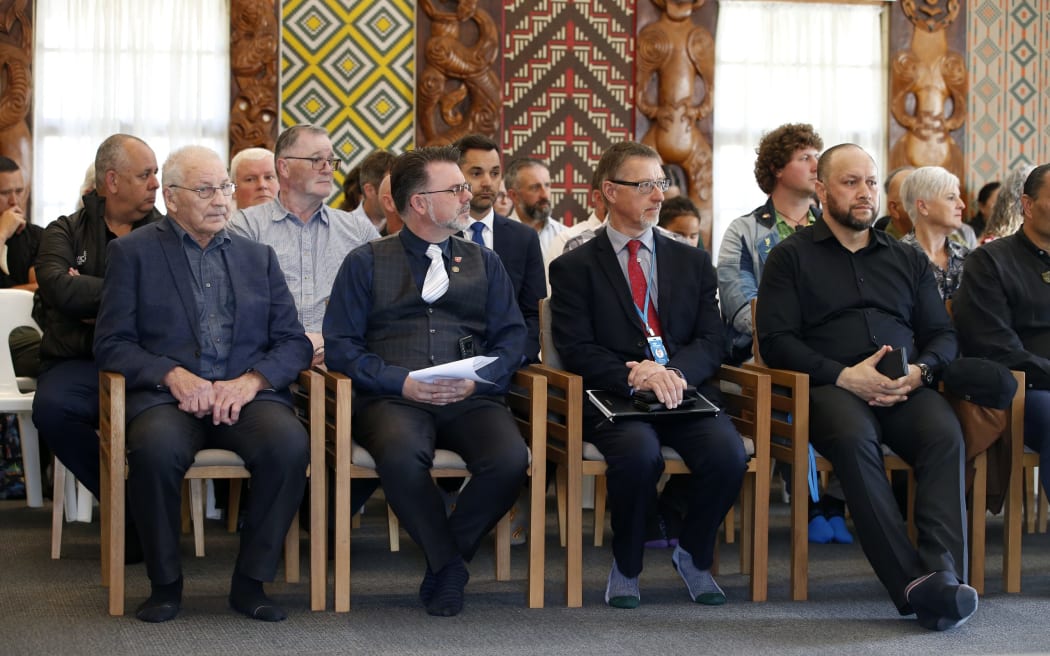 At the pōwhiri were (from left) WDC’s Deputy Mayor Phil Halse, Mayor Vince Cocurullo, chief executive Simon Weston and council manager Māori outcomes Mark Scott.