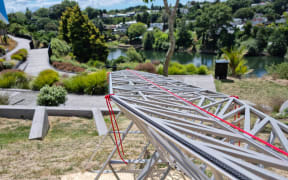 Peata Larkin's 'Waka' which is part of the Boon Sculpture Trail 2024 in Hamilton.