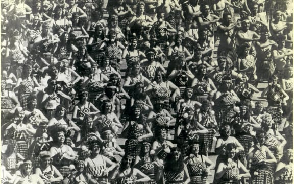 Kapa from all over Te Waipounamu gathered for the pōwhiri for the Commonwealth Games in Ōtautahi, Christchurch 1974. Kapa from Te Tauihu travelled to practices in Ōtautahi for months leading up to the event.