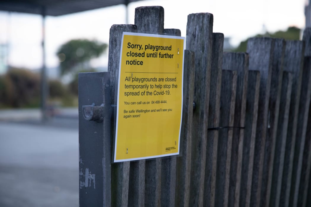 A playground in Oriental Bay closed off on 26 March, the first day of the nationwide lockdown.